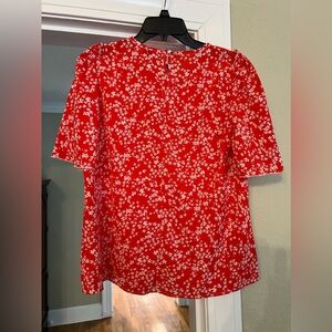 SHEIN Floral Red Orange Blouse